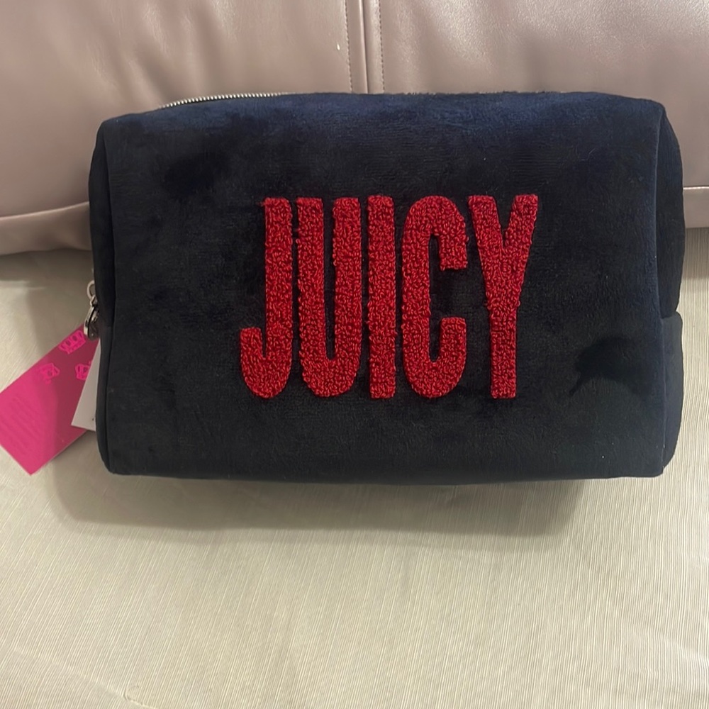 Juicy cosmetic bag with travel toiletry bottle black velvet